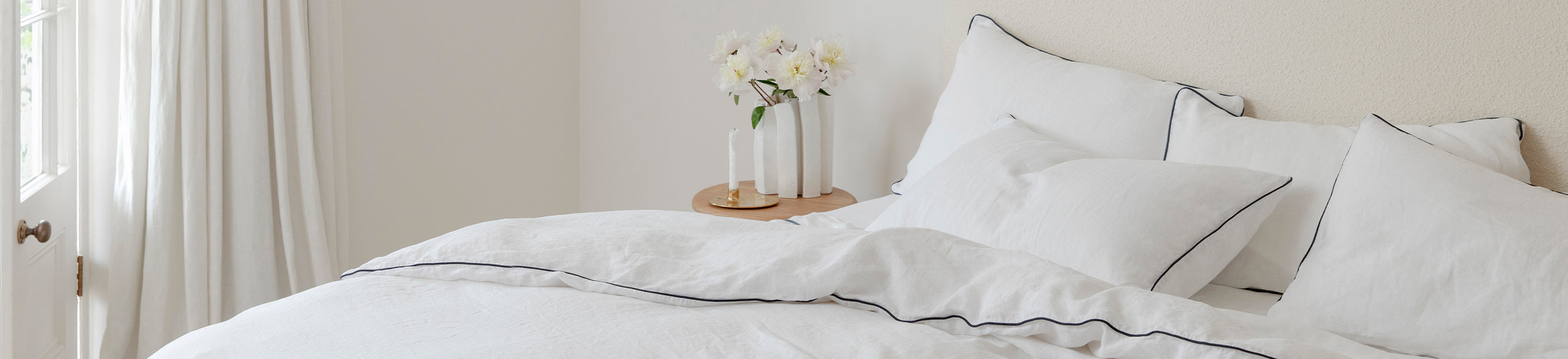 Piped Linen Duvet Sets